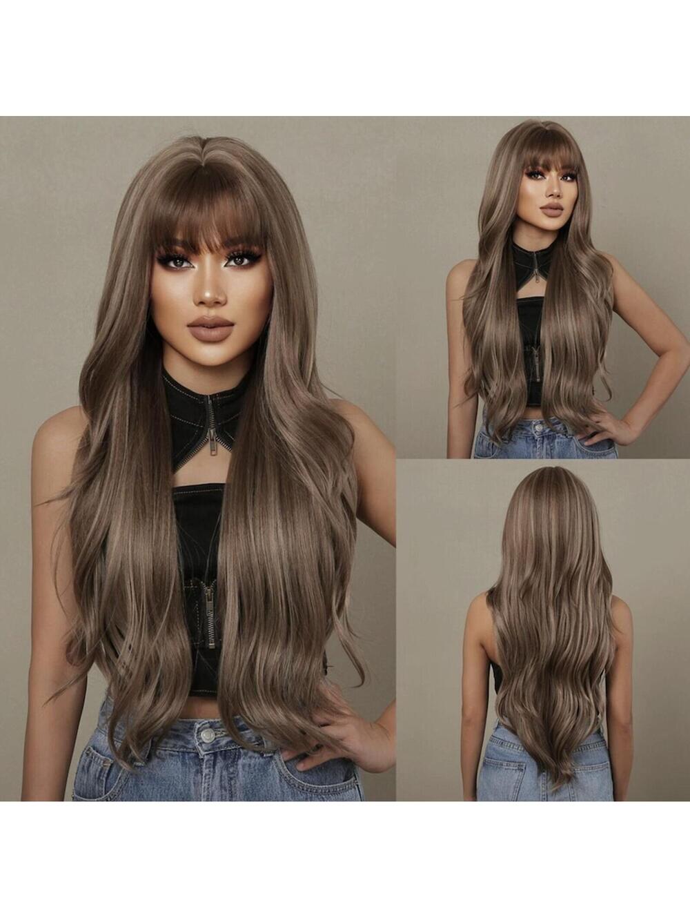 Brown to Blonde Y2K Chunky Highlights EXTRA Long Wig Natural Wavy Women 1987